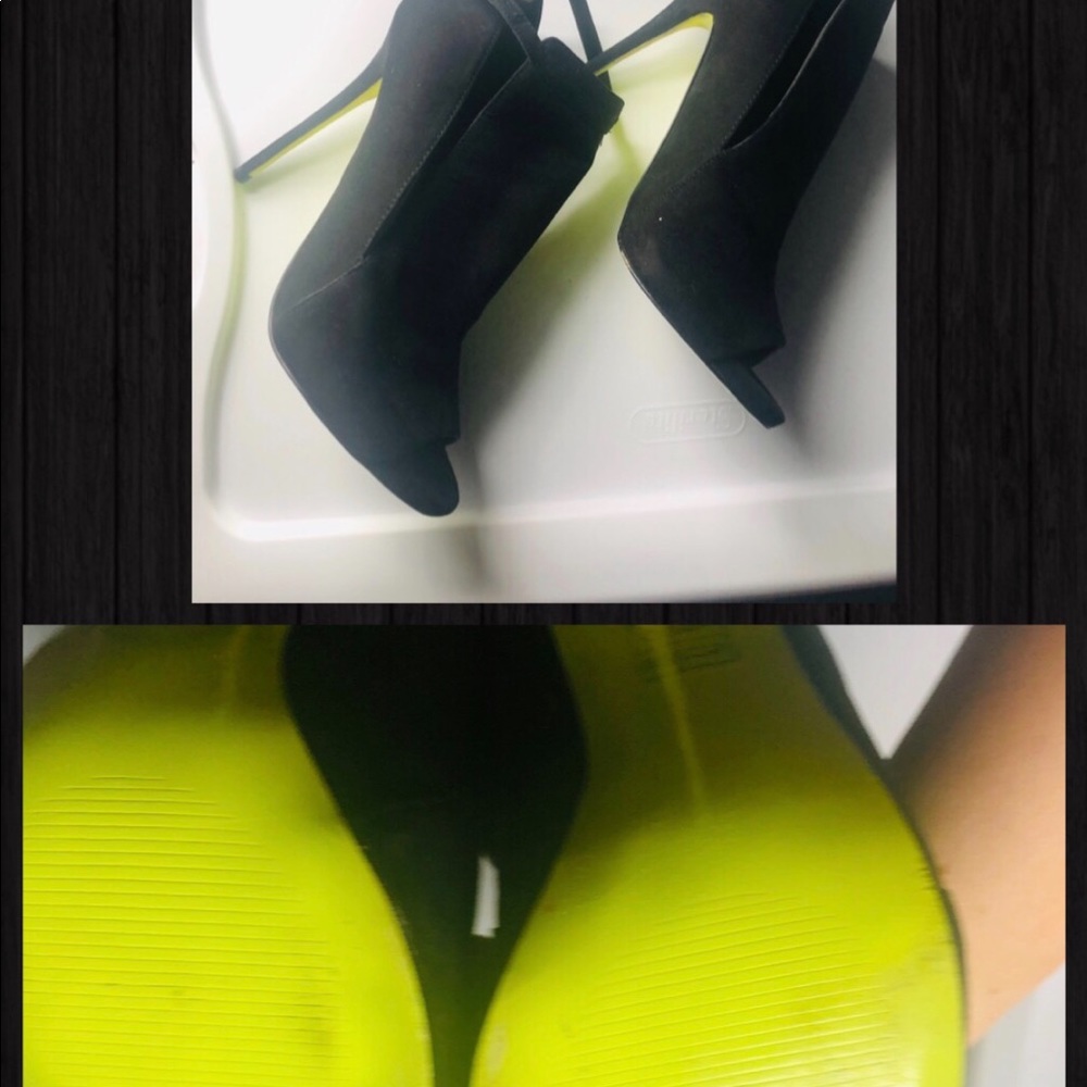 Kurt Geiger Yellow Bottom Black peep toe heels